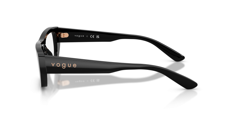 แว่นสายตา Vogue VO5660U W44 มุมข้าง ทรงสี่เหลี่ยม สะพานจมูกมาตรฐาน อะซิเตทดำ