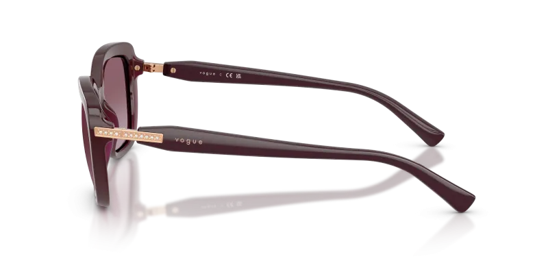 แว่นกันแดด Vogue VO5678SB 29898H มุมข้าง ขาแว่น Bordeaux ประดับ Strass