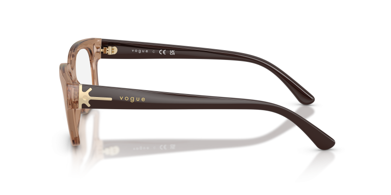 แว่นสายตา Vogue VO5689F 2940 มุมข้าง อะซิเตทน้ำตาลโปร่งใส โทนคาราเมลเข้มที่ปร