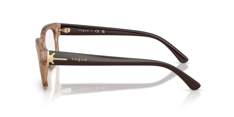 แว่นสายตา Vogue VO5689F 2940 มุมข้าง อะซิเตทน้ำตาลโปร่งใส โทนคาราเมลเข้มที่ปร