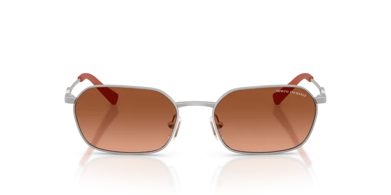 Armani Exchange AX2056S 602078 แว่นกันแดดเงินด้าน เลนส์ส้มไล่น้ำตาล ทรงเรขาคณิต