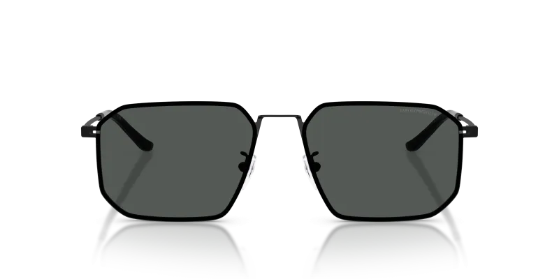 Emporio Armani Sun EA2165D 300187 Matte Black Dark Grey Emporio Armani EA2165D 300187 แว่นกันแดดสีดำด้านเลนส์เทาเข้ม ทรงเรขาคณิตผู้ชาย XL ด้านหน้า