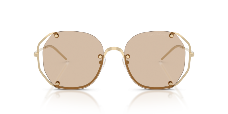Emporio Armani Sun EA2168 301393 Shiny Pale Gold Light Brown Emporio Armani EA2168 301393 ด้านหน้า แว่นกันแดดทรงเรขาคณิตโลหะทองอ่อน