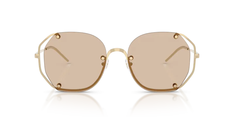 Emporio Armani Sun EA2168 301393 Shiny Pale Gold Light Brown Emporio Armani EA2168 301393 ด้านหน้า แว่นกันแดดทรงเรขาคณิตโลหะทองอ่อน