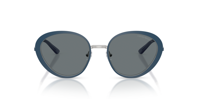 Emporio Armani Sun EA2177 344280 Matte Blue Dark Blue Emporio Armani EA2177 344280 ด้านหน้า แว่นกันแดดทรงเรขาคณิตน้ำเงินด้านขาเงินประกาย