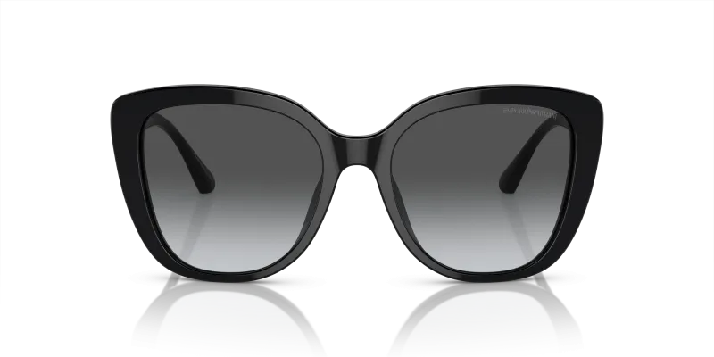 Emporio Armani EA4214U 50178G ด้านหน้า แว่นกันแดดทรงผีเสื้ออะซิเตทดำประกาย เลนส์โพลาไรซ์เทาไล่สี