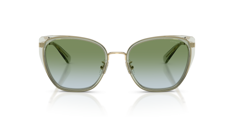 Coach Sun HC7187 9486I7 Gold/Sage Gradient Green Blue แว่นกันแดด Coach HC7187 9486I7 Gold/Sage ทรงสี่เหลี่ยมโลหะ ผู้หญิง