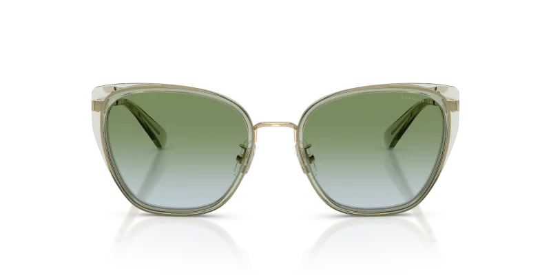 Coach Sun HC7187 9486I7 Gold/Sage Gradient Green Blue แว่นกันแดด Coach HC7187 9486I7 Gold/Sage ทรงสี่เหลี่ยมโลหะ ผู้หญิง