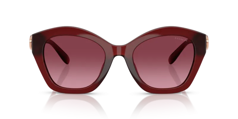 แว่นกันแดด Coach Sun HC8421U 58708H Milky Burgundy Burgundy Gradient แว่นกันแดด Coach HC8421U 58708H ทรงเรขาคณิต สีเบอร์กันดีสีขุ่น มุมมองด้านหน้า