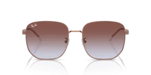 Rayban Sun RB3713D-9202I8 แว่นกันแดดโลหะโรสโกลด์ เลนส์ไล่ระดับม่วงอมฟ้า Low Bridge