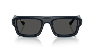 Rayban RB4954 689587 แว่นกันแดดทรงนักบินสีน้ำเงินโปร่งใส ทั้งสองเพศ