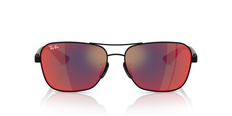 Rayban Sun RB8336M F1186P ดำด้าน Dark Grey Mirror Blue Red Rayban RB8336M F1186P แว่นกันแดด Scuderia Ferrari ทรงสี่เหลี่ยมโลหะดำด้าน ทั้งสองเพศ