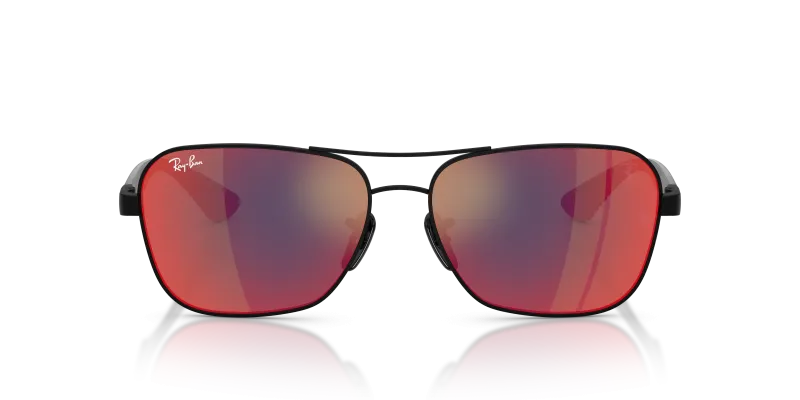 Rayban Sun RB8336M F1186P ดำด้าน Dark Grey Mirror Blue Red Rayban RB8336M F1186P แว่นกันแดด Scuderia Ferrari ทรงสี่เหลี่ยมโลหะดำด้าน ทั้งสองเพศ