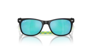 Rayban Junior New Wayfarer RJ9052SF 702855 แว่นกันแดดเด็กดำรับเบอร์เลนส์ปรอทน้ำเงิน