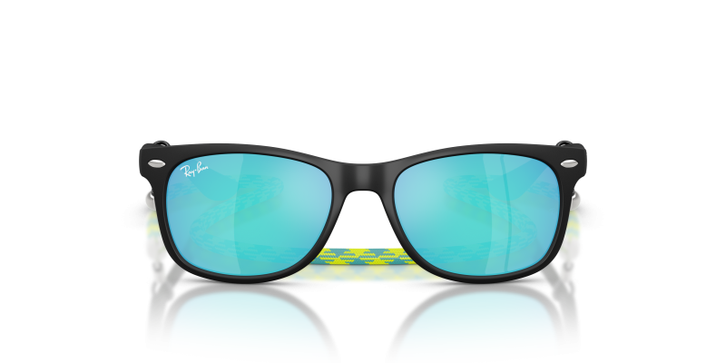 Rayban Junior New Wayfarer RJ9052SF-702855 ดำรับเบอร์ Blue Mirror Green Rayban Junior New Wayfarer RJ9052SF 702855 แว่นกันแดดเด็กดำรับเบอร์เลนส์ปรอทน้ำเงิน