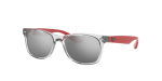 Rayban Junior New Wayfarer RJ9052SF-70636G เทาโปร่งใส Grey Mirror Silver Rayban RJ9052SF 70636G close-up ด้านหน้า