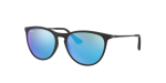 Rayban Junior Erika RJ9060SF-700555 ดำรับเบอร์ Blue Flash Mirror Rayban RJ9060SF 700555 close-up ด้านหน้า