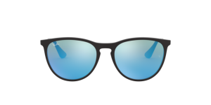 Rayban Junior Erika RJ9060SF 700555 แว่นกันแดดเด็กทรงกลมดำรับเบอร์เลนส์น้ำเงินแฟลช