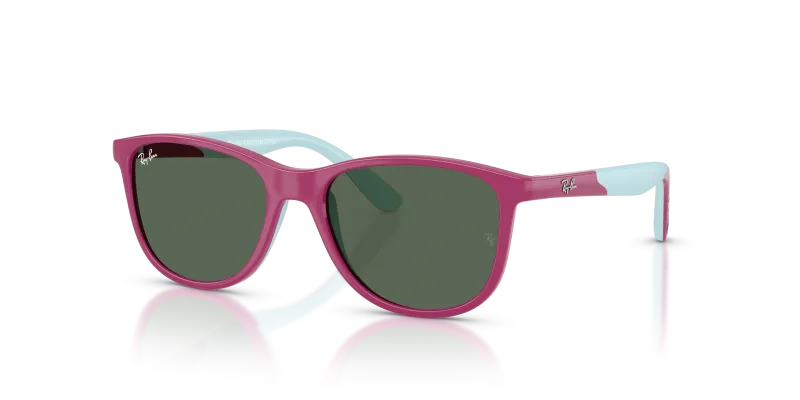 Rayban RJ9077S-719271 มุมเอียง 3/4 สีพุชเซียและยางสีฟ้า 719271