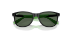 Rayban RJ9077S-719371 close-up ด้านหน้า กรอบดำขาแว่นยางสีเขียว