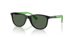 Rayban RJ9077S-719371 มุมเอียง 3/4 สีดำและขาแว่นยางสีเขียว 719371