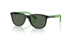 Rayban RJ9077S-719371 มุมเอียง 3/4 สีดำและขาแว่นยางสีเขียว 719371