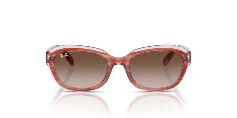Rayban Sun RJ9081S 717313 Striped Pink On Transparent Pink Rayban RJ9081S 717313 แว่นกันแดดเด็กหญิงสีชมพูลายเส้นโปร่งใส ด้านหน้า