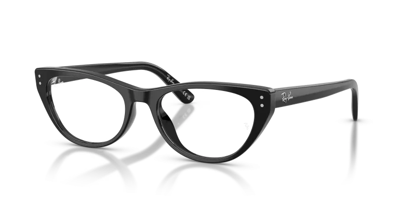 Rayban RX5449D-2000 มุมเอียง 3/4 กรอบอะซิเตทสีดำ 2000