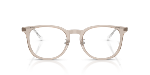 Rayban RX5453D 8449 แว่นสายตาอะซิเตทน้ำตาลอ่อนโปร่งใสขาโลหะเงิน ด้านหน้า