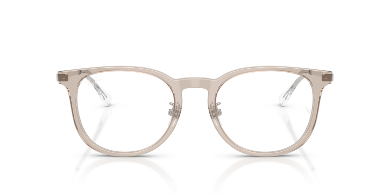 Rayban RX5453D 8449 แว่นสายตาอะซิเตทน้ำตาลอ่อนโปร่งใสขาโลหะเงิน ด้านหน้า