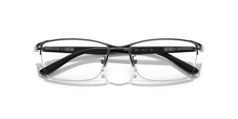 Rayban RX6501D-2502 close-up ด้านหน้า กรอบครึ่งขอบโลหะสีกันเมทัล