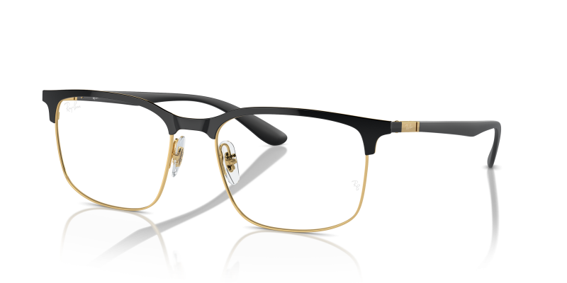 Rayban RX6518-2890 มุมเอียง 3/4 กรอบโลหะดำพื้นทอง 2890