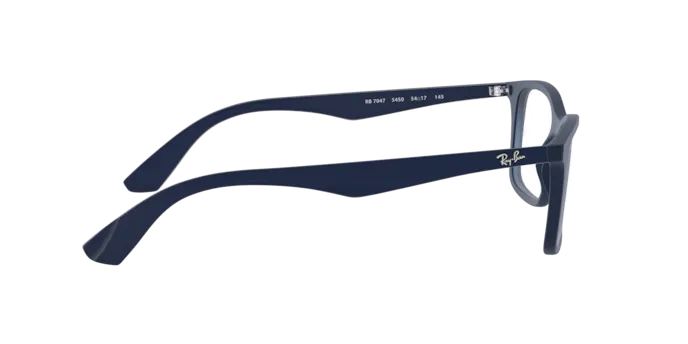 Rayban Optic RX7047-5450 น้ำเงินโปร่งใส มุมสามส่วน