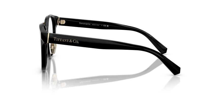 แว่นสายตา Tiffany & Co TF2264D 8001 มุมข้าง อะซิเตทดำประกายทรงกลม