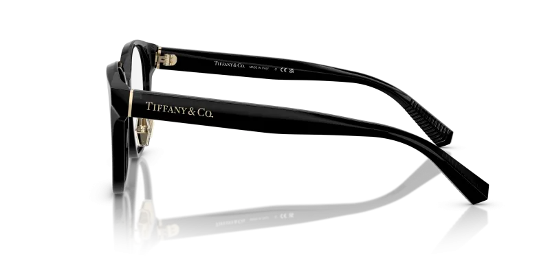 แว่นสายตา Tiffany & Co TF2264D 8001 มุมข้าง อะซิเตทดำประกายทรงกลม