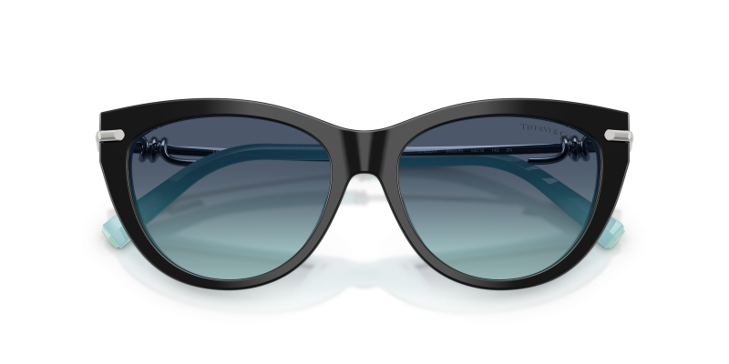 Tiffany & Co TF4253F 80559S close-up ด้านหน้า ดำและ Tiffany Blue
