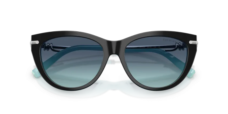 Tiffany & Co TF4253F 80559S close-up ด้านหน้า ดำและ Tiffany Blue