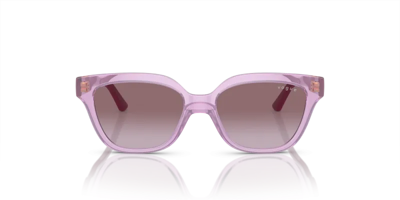 Vogue Sun VJ2021 27808H Transparent Pink Violet Gradient แว่นกันแดดเด็ก Vogue VJ2021 27808H สีชมพูโปร่งใส ทรงเรขาคณิต มุมมองด้านหน้า