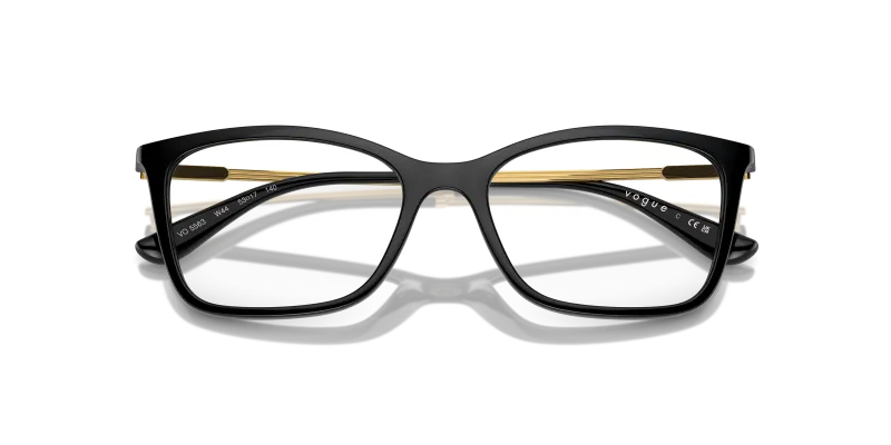 Vogue VO5563 W44 close-up ด้านหน้า กรอบดำขัดเงาผีเสื้อ