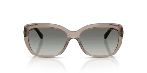 Vogue VO5678SB 294011 ด้านหน้า แว่นกันแดดผีเสื้อน้ำตาลโปร่งใส เลนส์เทา ผู้หญิง