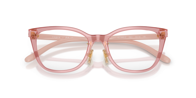 Vogue VO5685D 2921 close-up ด้านหน้า กรอบตาแมวอะซิเตทชมพูโปร่งแสง