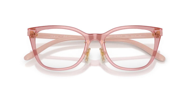 Vogue VO5685D 2921 close-up ด้านหน้า กรอบตาแมวอะซิเตทชมพูโปร่งแสง