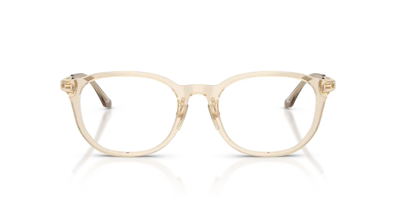 Vogue VO5713D 2990 แว่นสายตาอะซิเตทคาราเมลโปร่งใส ขาทองอ่อน ทรงเรขาคณิต ด้านหน้า