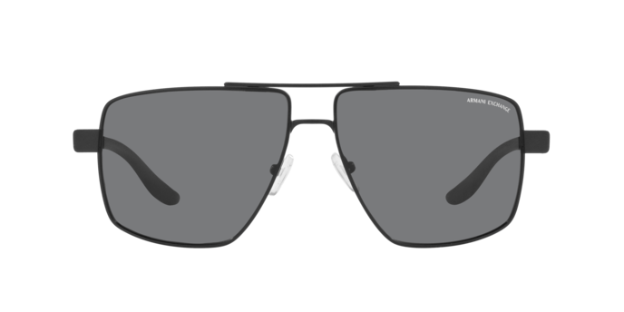 Armani Exchange Sun AX2037S 600081 Matte Black Polarized Grey Armani Exchange AX2037S 600081 แว่นกันแดดทรงนักบินโลหะดำด้าน เลนส์เทาโพลาไรซ์ สำหรับผู้ชาย