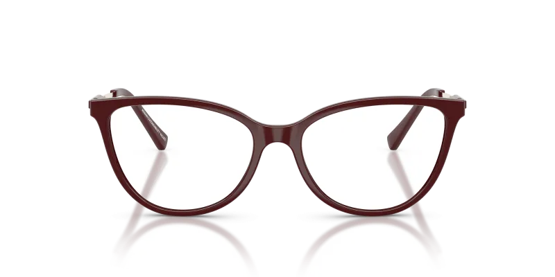 Armani Exchange AX3128F 8383 แว่นสายตาทรงตาแมวกรอบบอร์โด ขาทองชมพู สำหรับผู้หญิง