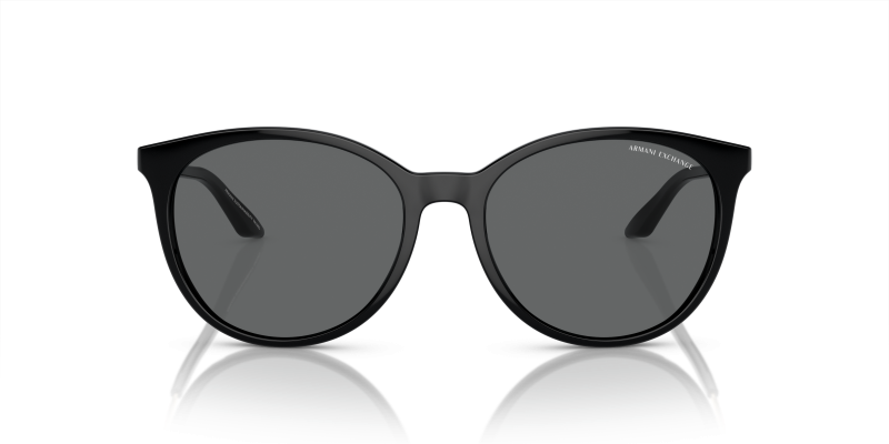 Armani Exchange Sun AX4140SF 815887 Shiny Black Dark Grey Armani Exchange AX4140SF 815887 แว่นกันแดดทรงตาแมวกรอบดำขาทอง สำหรับผู้หญิง