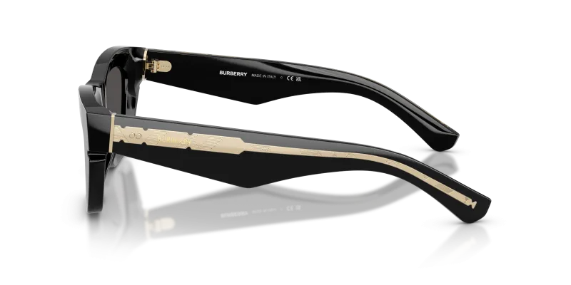 แว่นกันแดด Burberry BE4454F 300187 มุมข้าง ขาท็อปคริสตัลพื้นดำลาย Engraved Check