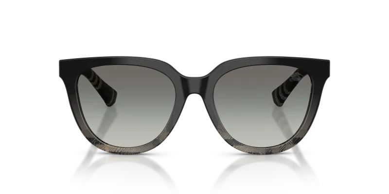 Burberry Sun BE4469F 420011 Check Grey Grey Gradient Burberry BE4469F 420011 แว่นกันแดดทรงกลมกรอบลายเช็คสีเทาเลนส์ไล่ระดับ สำหรับผู้หญิง