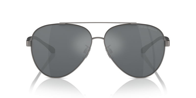 Emporio Armani EA2046D 30036G แว่นกันแดดทรงนักบินสีกันเมทัลด้านเลนส์ดำมิเรอร์ สำหรับผู้ชาย