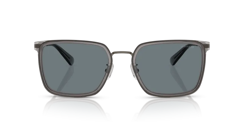 Coach Sun HC7171 945755 Gunmetal Grey Grey Coach HC7171 945755 แว่นกันแดดโครงโลหะ Gunmetal เลนส์เทา สำหรับผู้ชาย